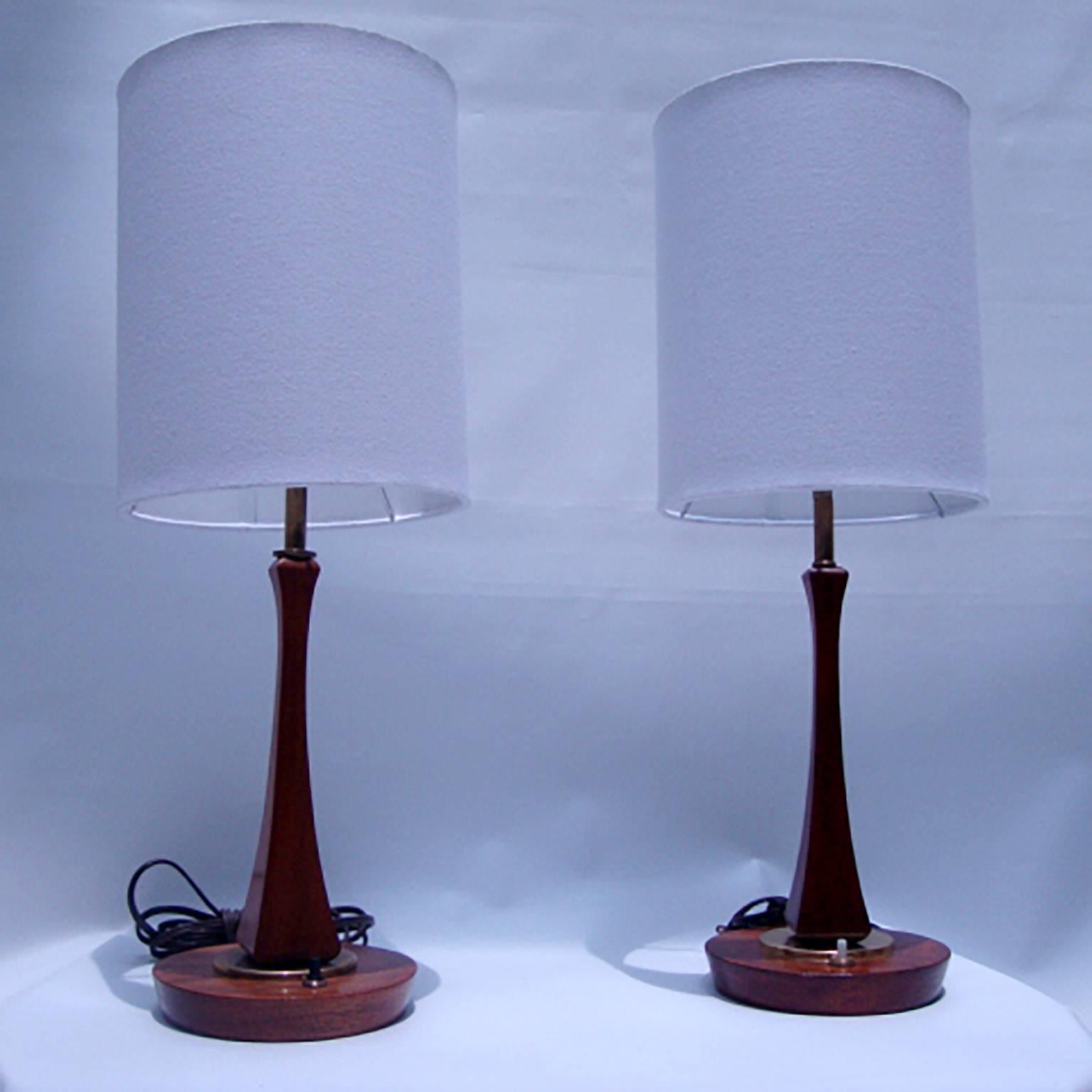 Bronze Pair of Mid-Century Modern Sculptural Table Lamps