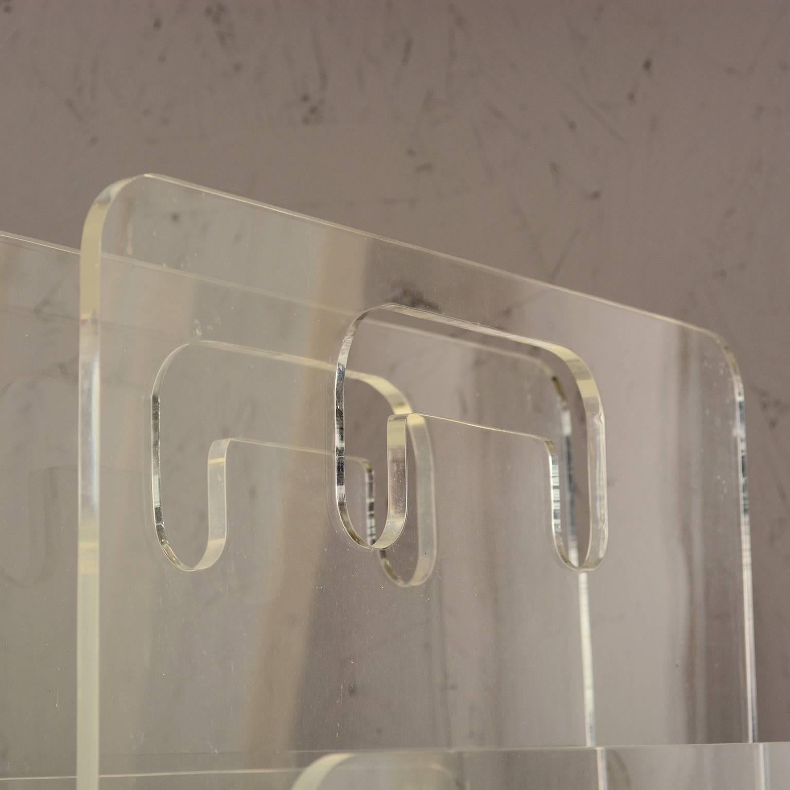 Mid-Century Modern Lucite Magazine Holder After Charles Hollis Jones