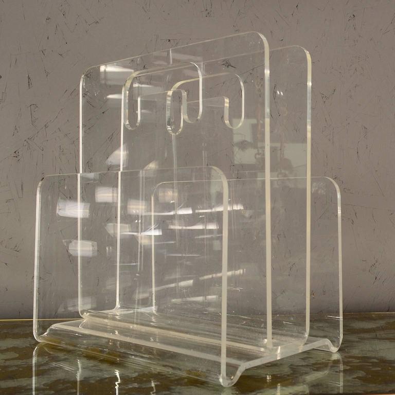 Lucite Magazine Holder After Charles Hollis Jones at 1stdibs