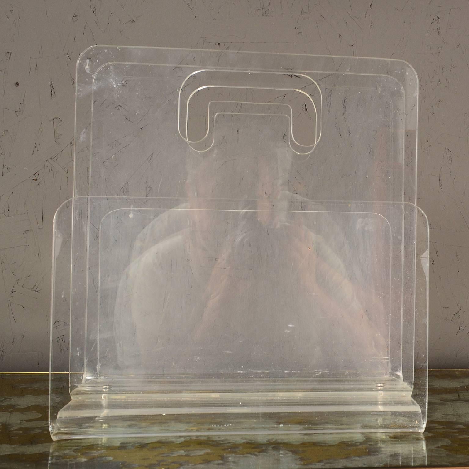 Late 20th Century Lucite Magazine Holder After Charles Hollis Jones