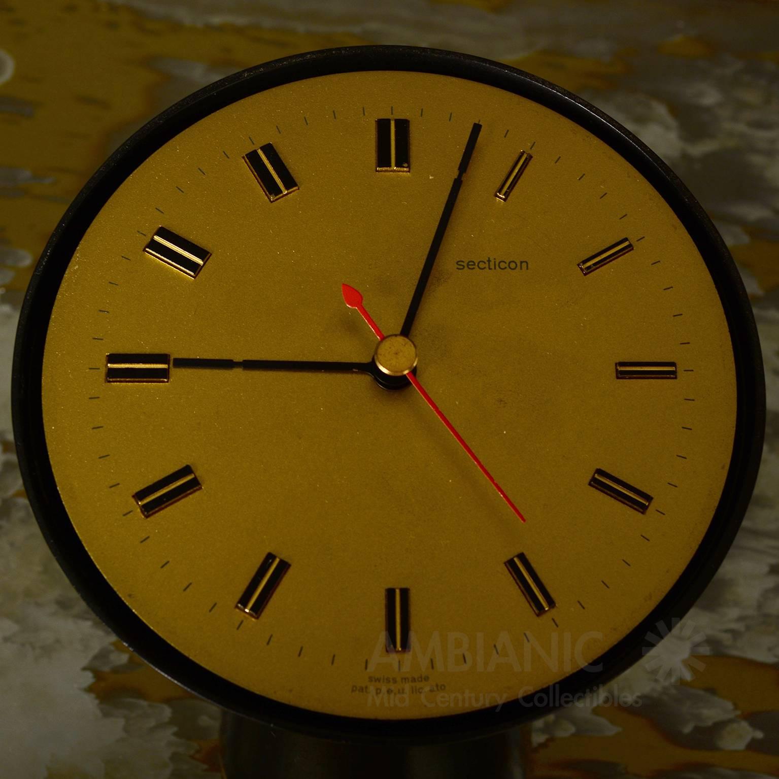 Mid-20th Century Angelo Mangiarotti Table Desk Clock for Secticon