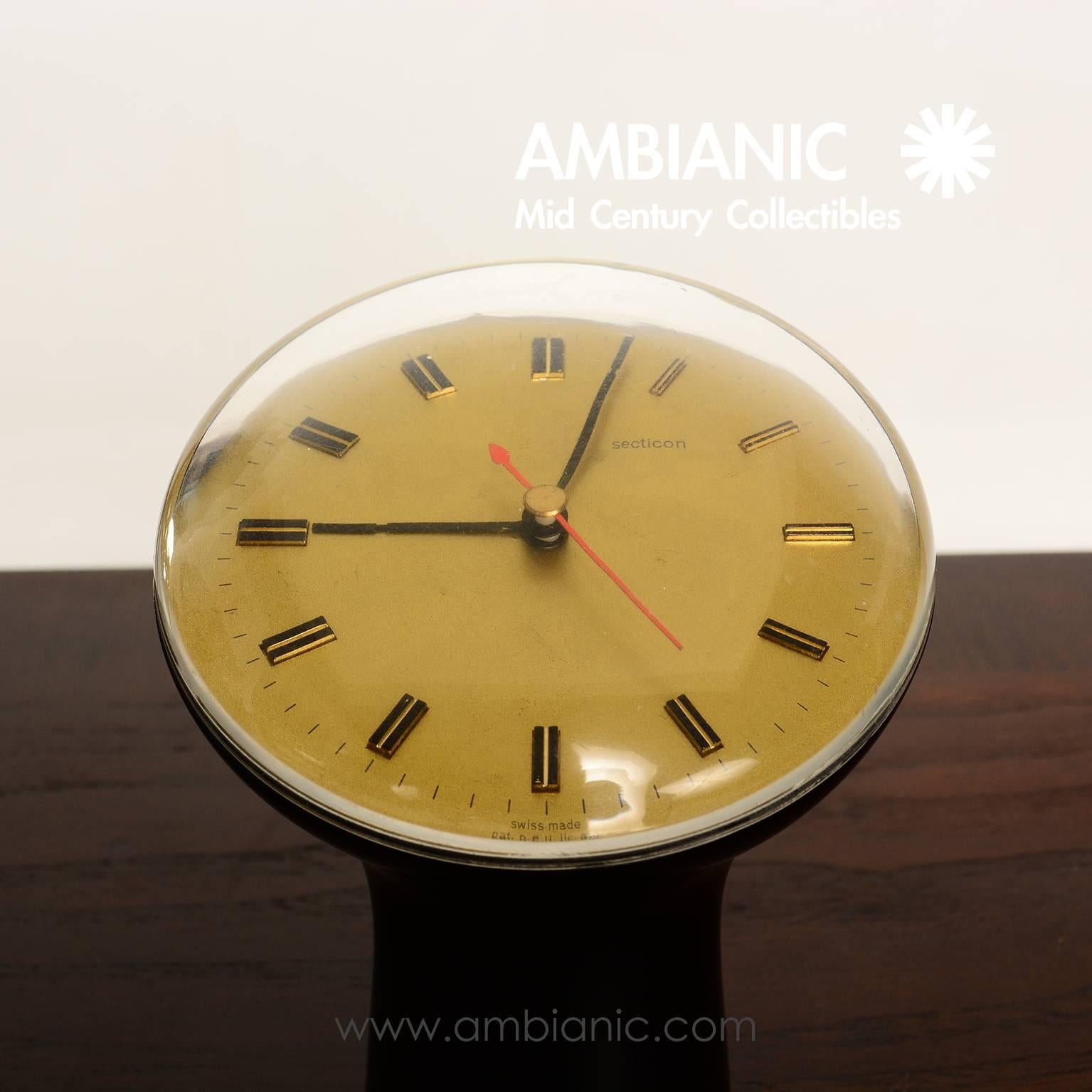 Brass Angelo Mangiarotti Table Desk Clock for Secticon