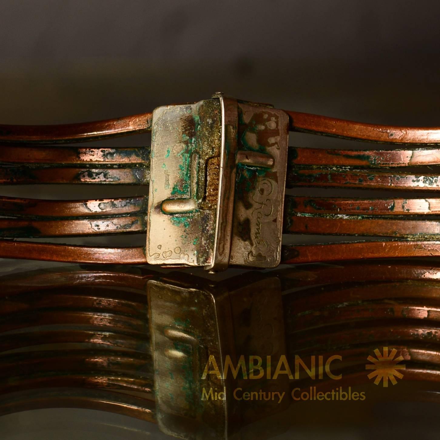 Mid-20th Century Mid-Century Modern Copper & Sterling Hand Made Modernist Cuff Bracelet Rame