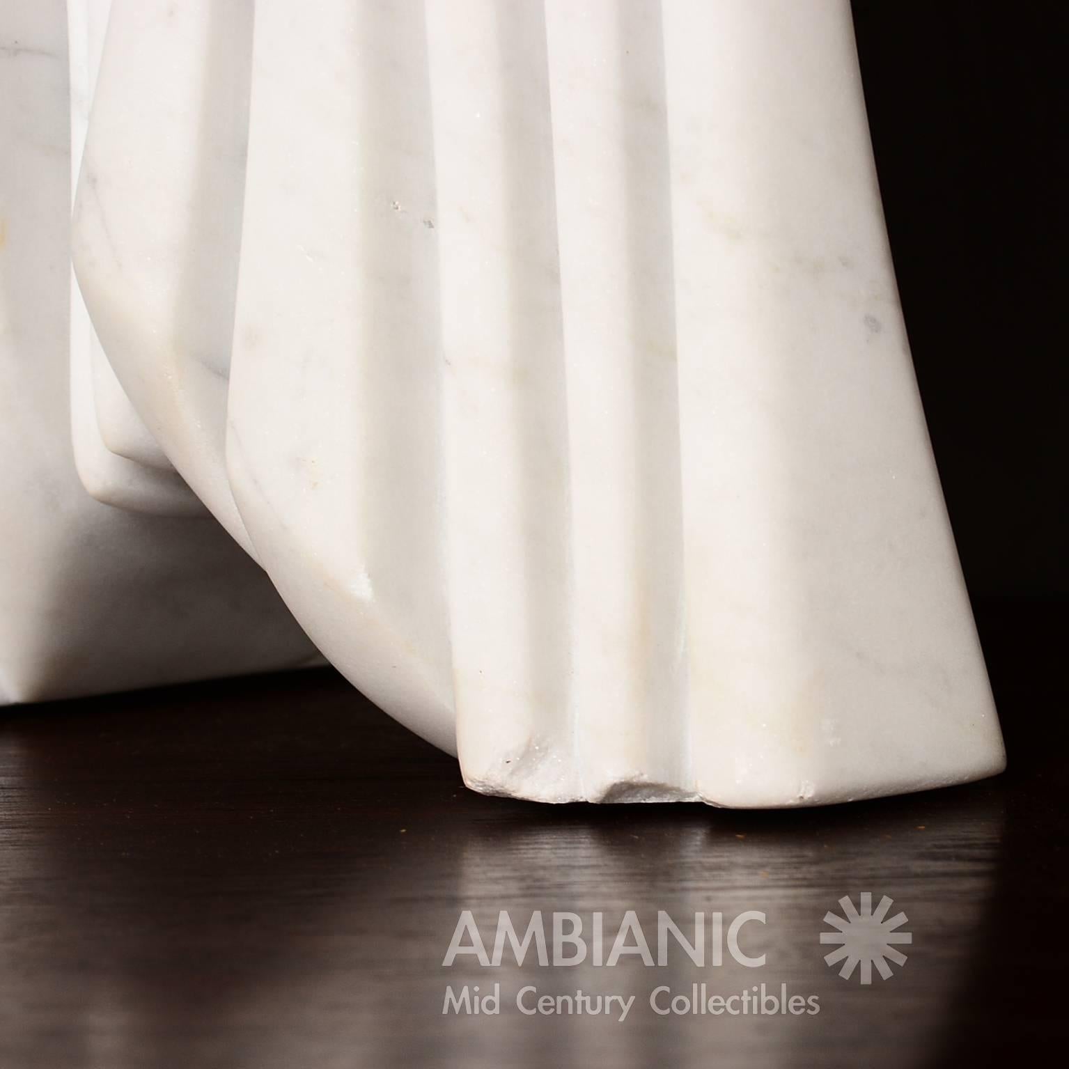 For your consideration a marble sculpture by Jesper Neergard, Denmark.
Carved in a solid block of white carrara marble. 

Signed underneath with makers signature. 

Measures: 16 