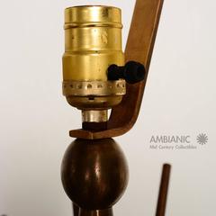 Mexican Modernist Bronze Starburst Table Lamps Attributed to Arturo Pani
