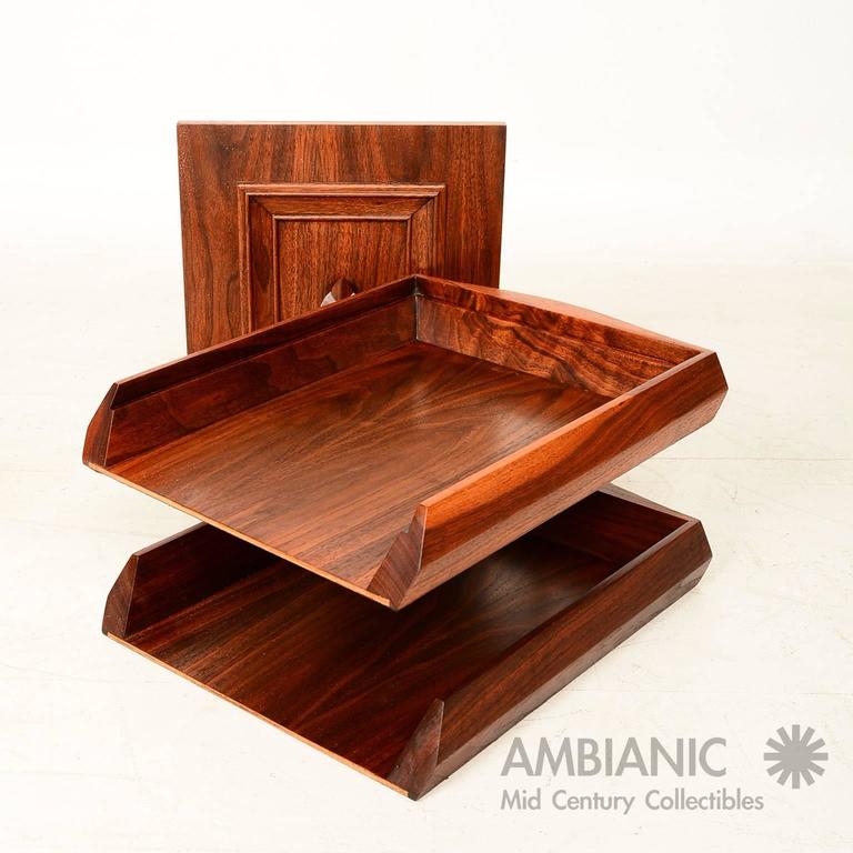 Desk Accessory File Tray In Solid Walnut Wood Monteverdi And Young For Your Consideration A Mid Century Modern File Tray In Solid Walnut Wood With Sculptural