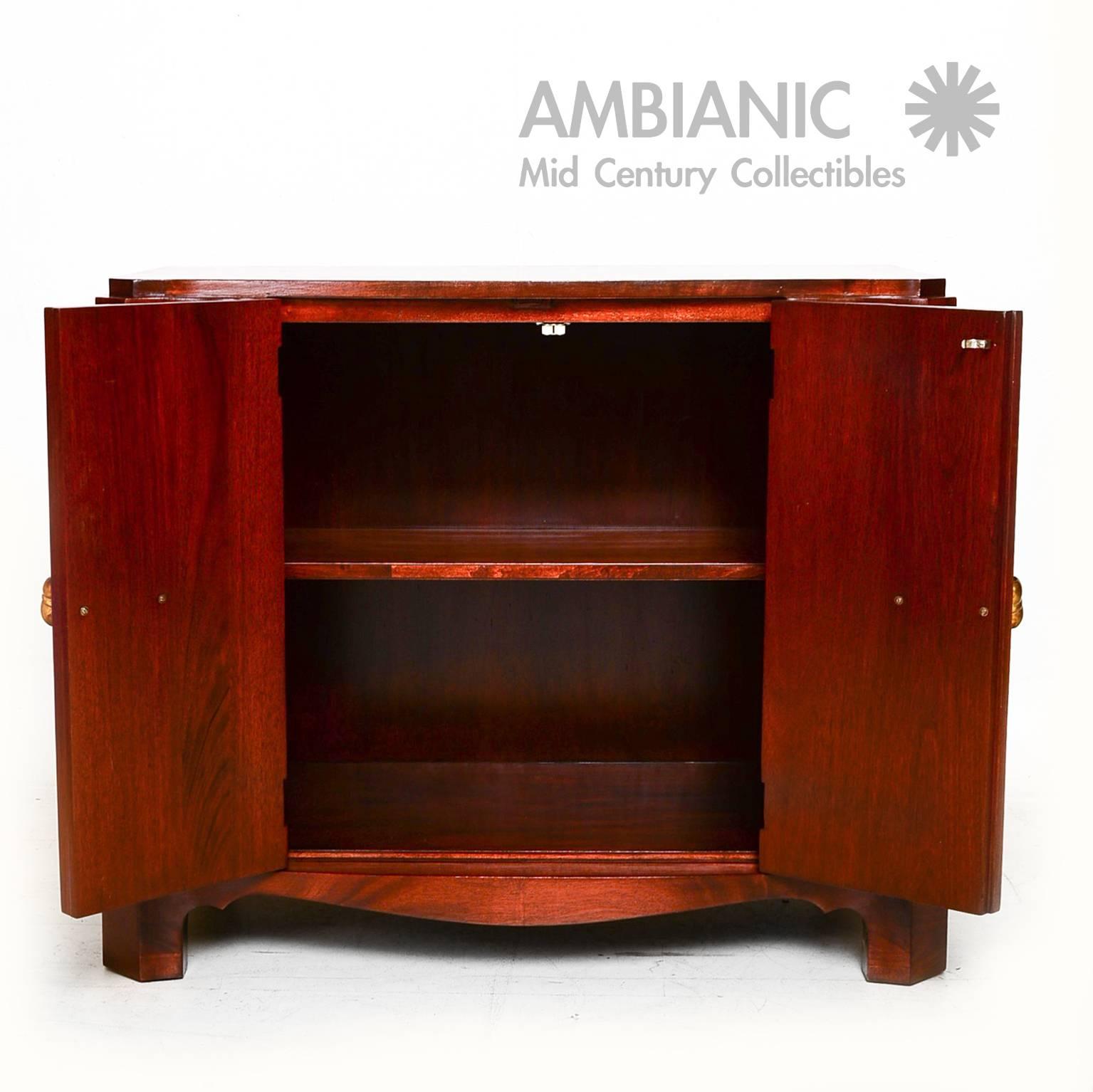 Mid-20th Century Art Deco Walnut Cabinet with Bronze Pulls