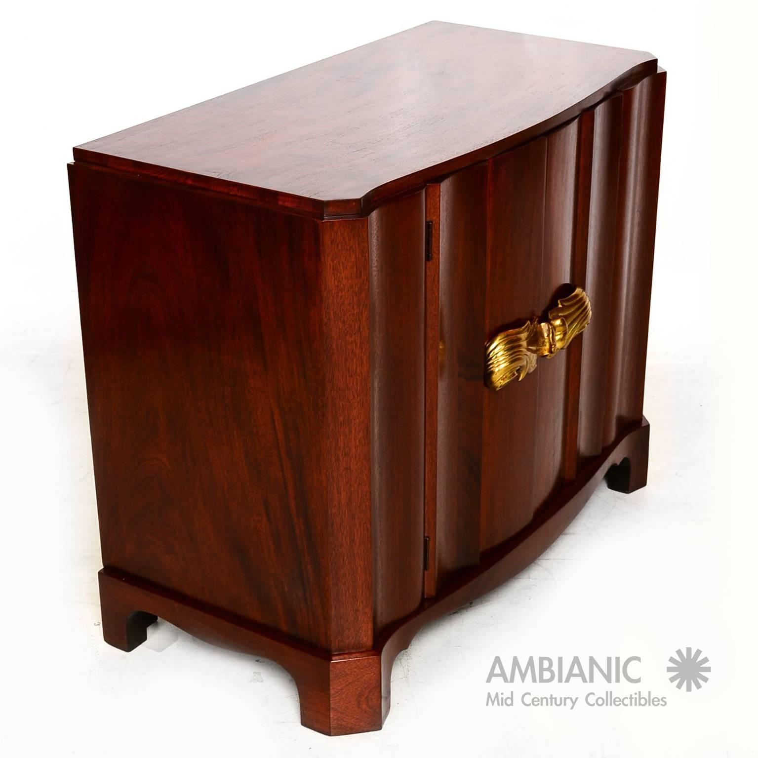 Art Deco Walnut Cabinet with Bronze Pulls 1