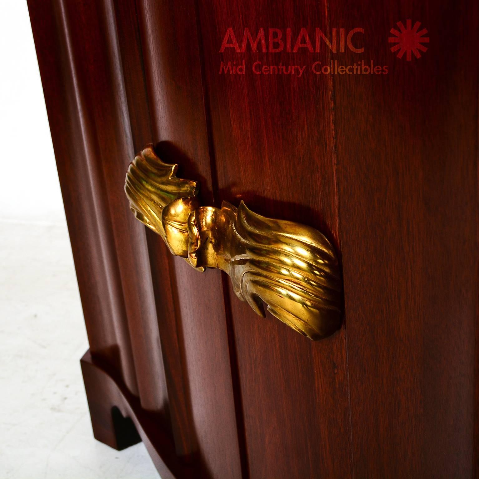 Art Deco Walnut Cabinet with Bronze Pulls 2