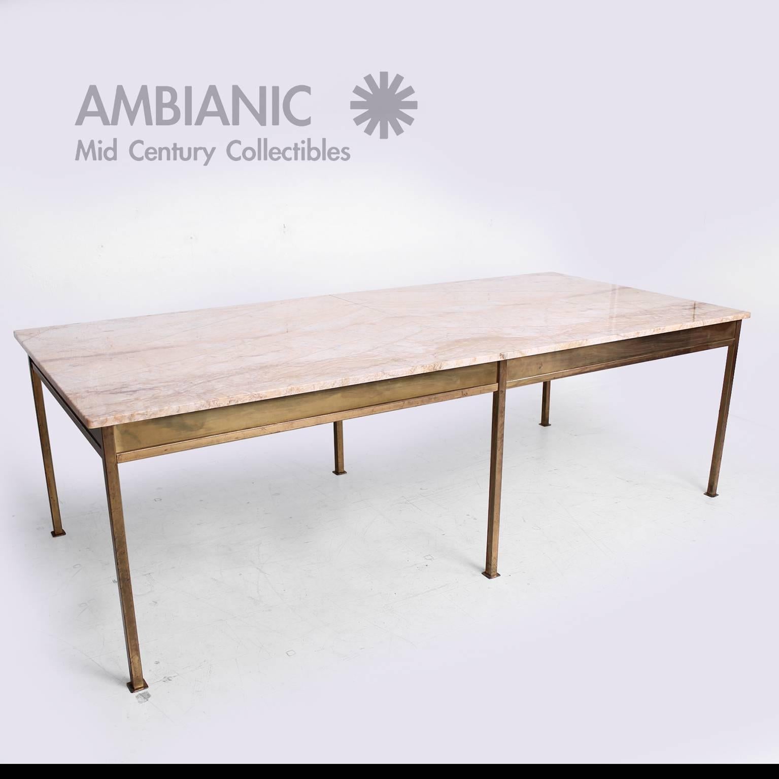 Unknown Marble and Bronze Dining Conference Table