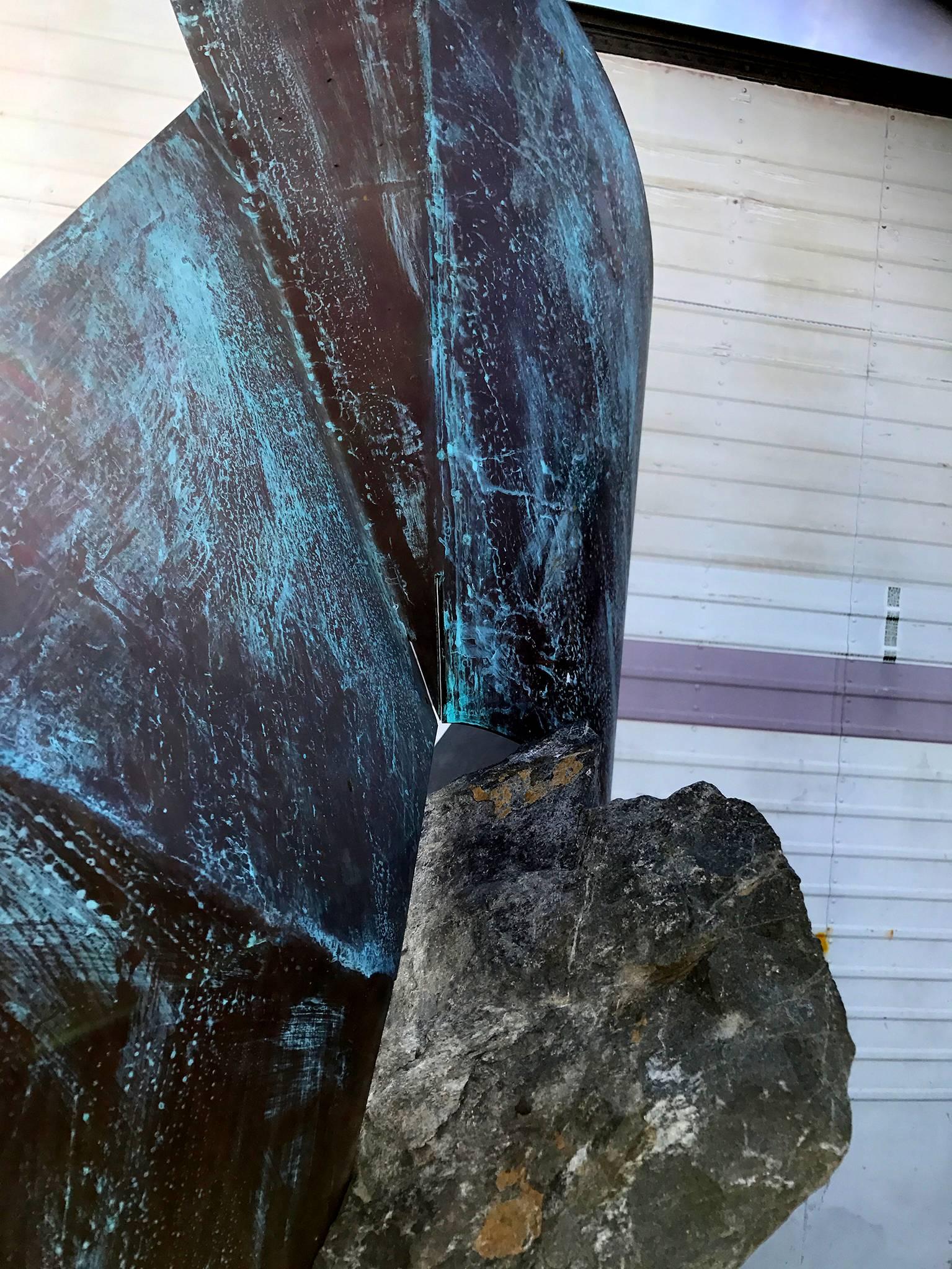 Custom Contemporary Stone and Copper Sculpture In Good Condition In Chula Vista, CA