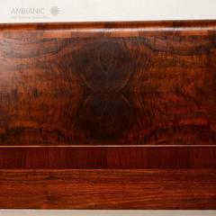 Art Deco Style Full Size Bed, Walnut Wood