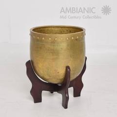 Brass and Rosewood Decorative Architectural Planter