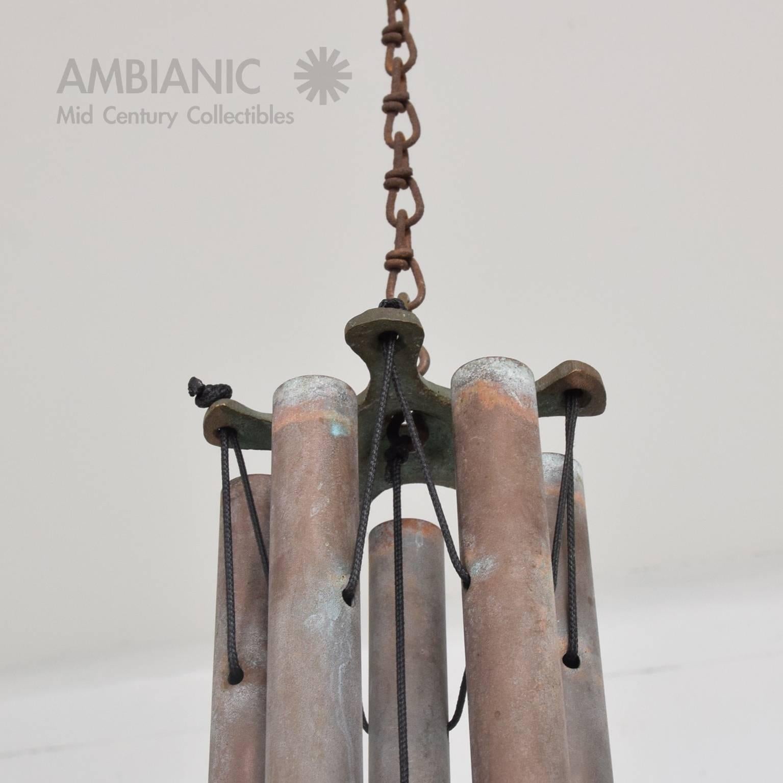 American Mid-Century Modern Bronze Wind Chime After Walter Lamb