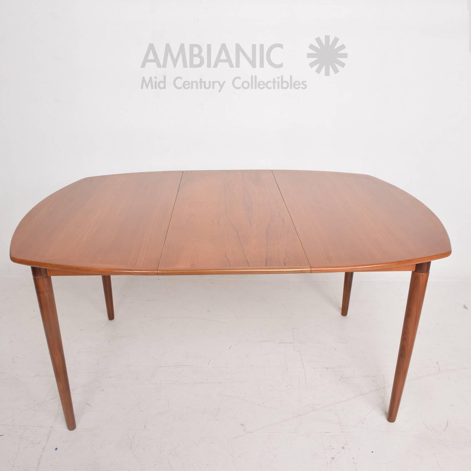 Lacquered Mid-Century Danish Modern Teak Dining Table with Two Extensions