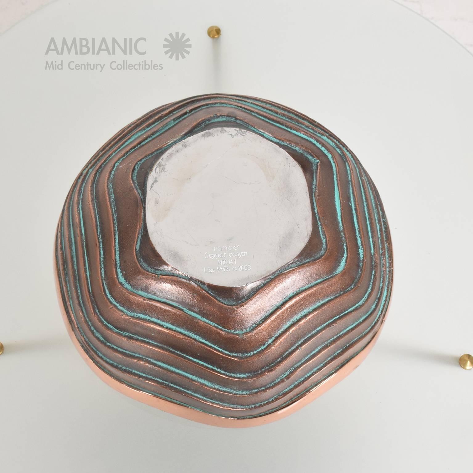 American Nambe Copper Bowl by Lisa Smith, Mid-Century Modern Style