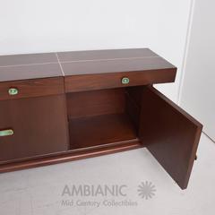 Mexican Modernist Mahogany Credenza by Frank Kyle with Pepe Mendoza Pulls