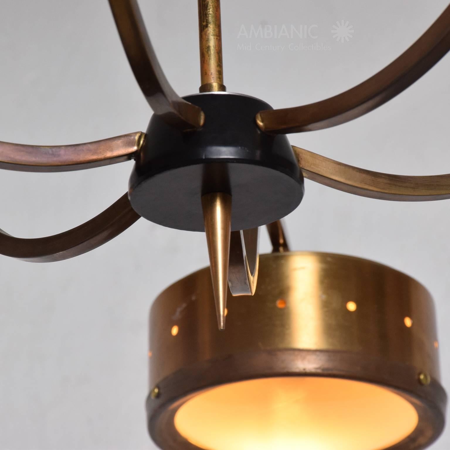 Anodized Mid-Century Modern Sculptural Chandelier with Six Arms