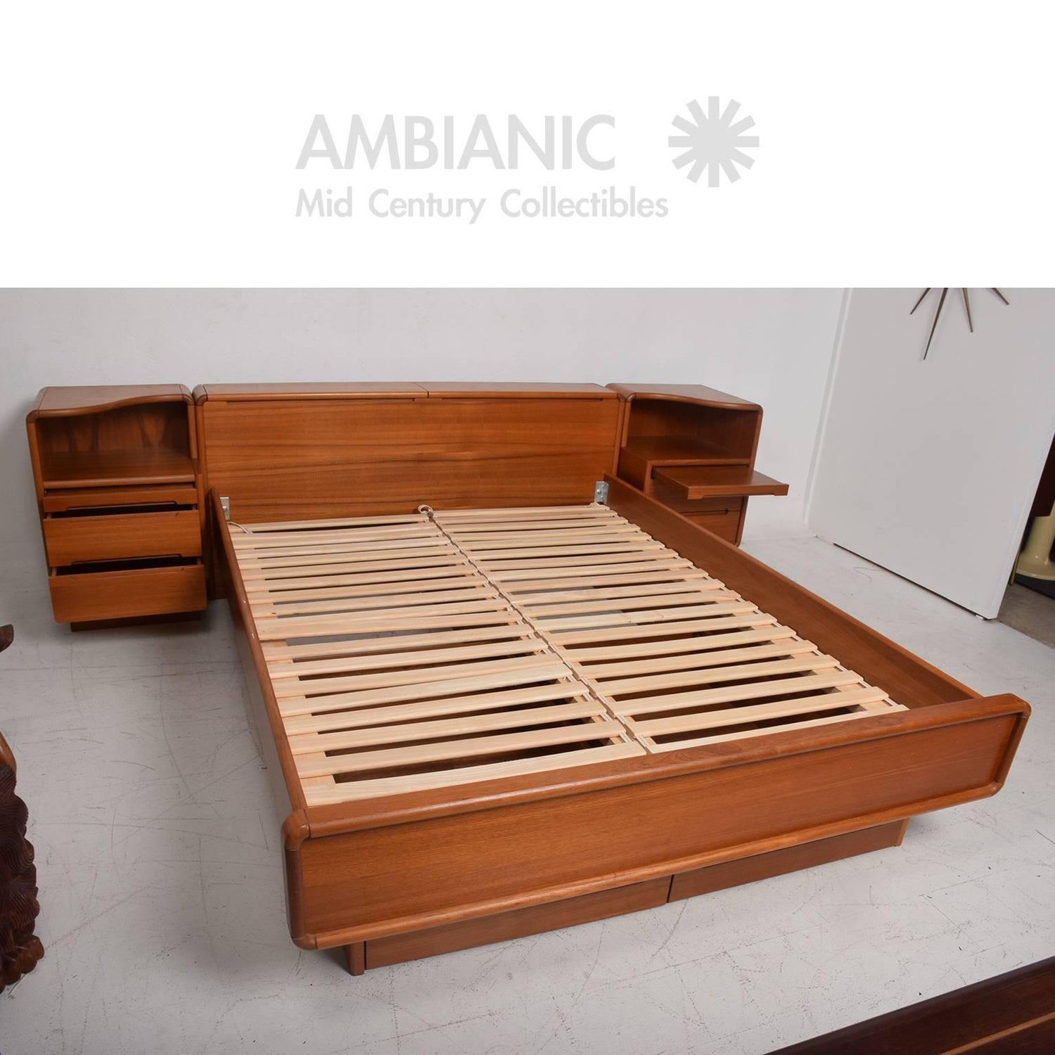 Danish Modern Teak Platform Bed Queen Size With Nightstands At 1stdibs