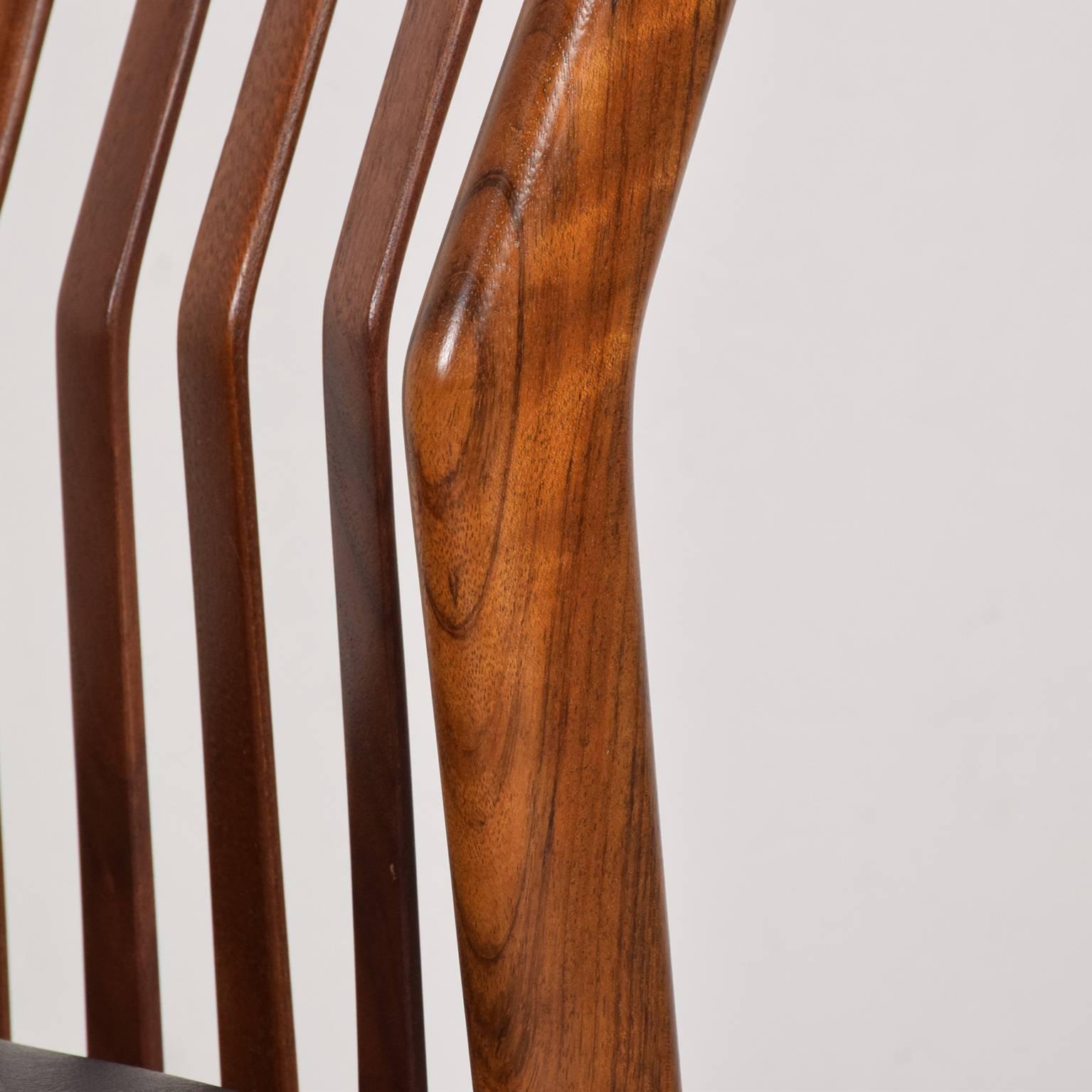 Mahogany Midcentury Danish Modern Set of Six Dining Chairs by Moreddi, Tiger Wood