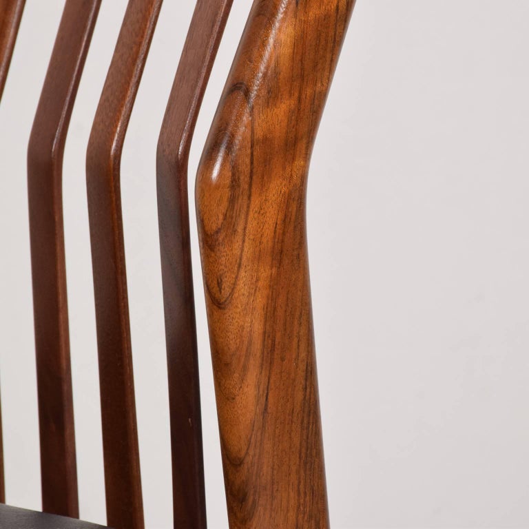 Midcentury Danish Modern Set of Six Dining Chairs by Moreddi, Tiger Wood For Sale at 1stDibs