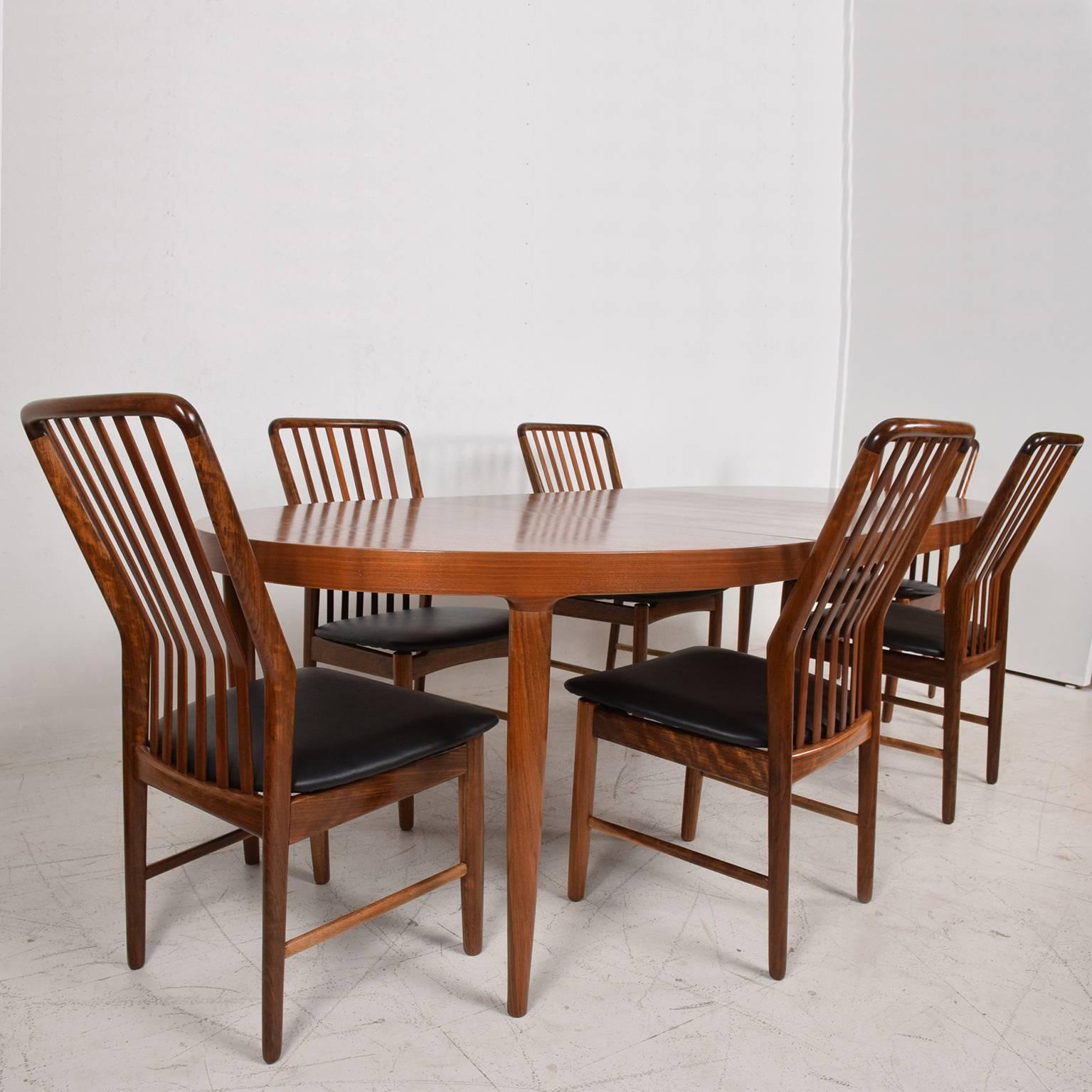 Midcentury Danish Modern Set of Six Dining Chairs by Moreddi, Tiger Wood 3