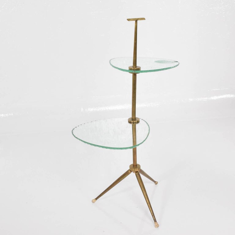 MidCentury Modern Italian Side Table Brass and Glass after Fontana