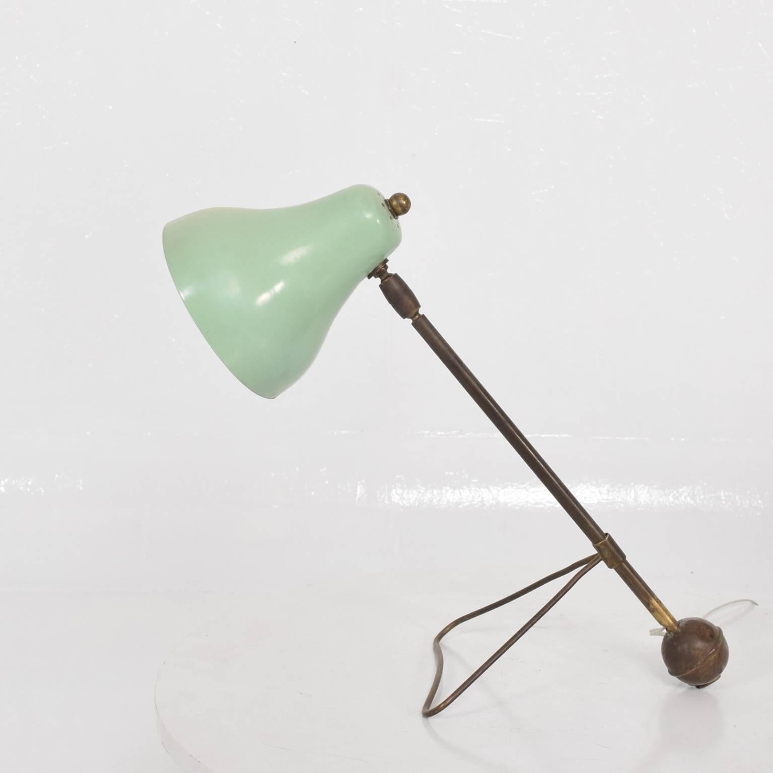 Mid-20th Century Mid-Century Modern Italian Table Lamp Wall Sconce Lime Green Color Brass Body