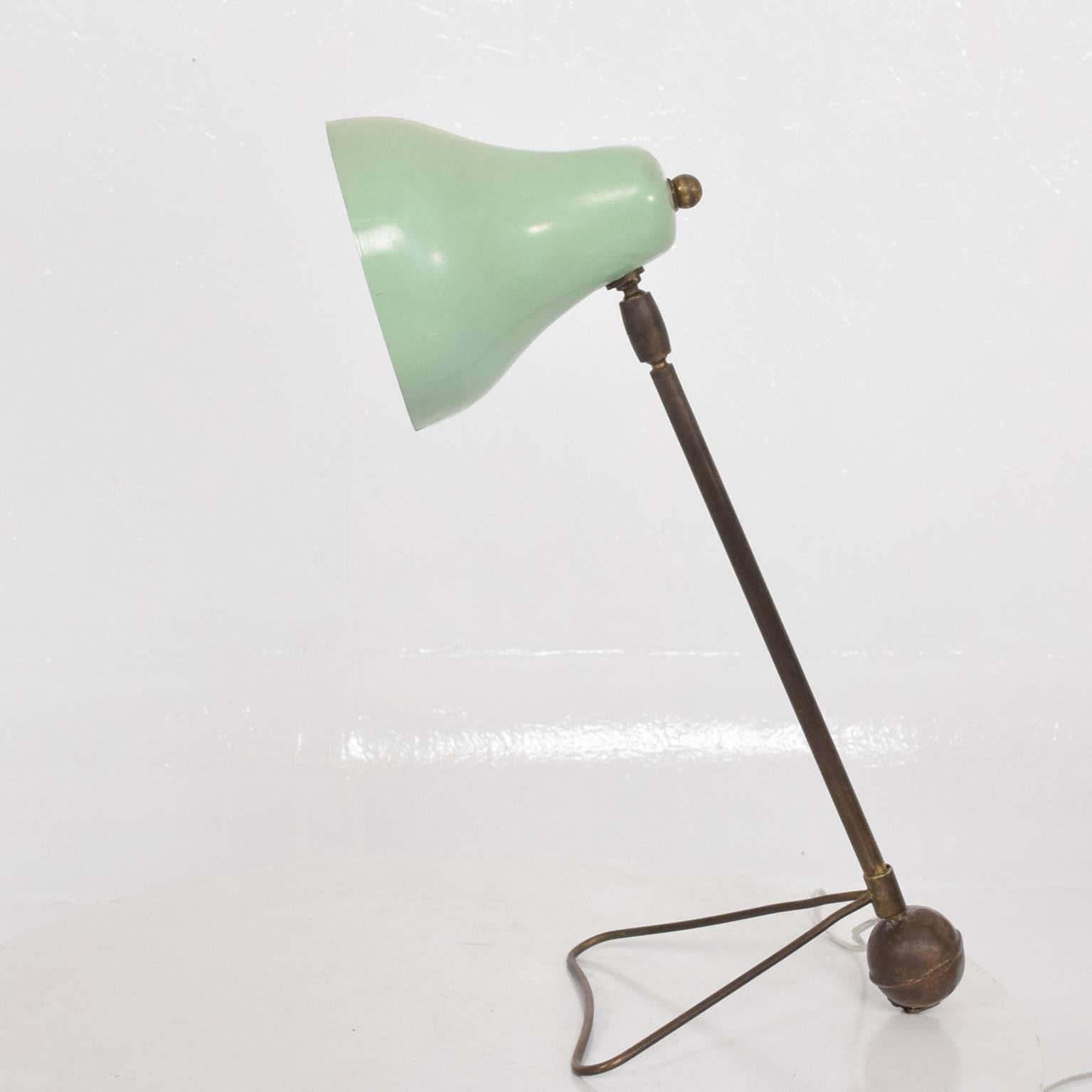 Mid-Century Modern Italian Table Lamp Wall Sconce Lime Green Color Brass Body 1