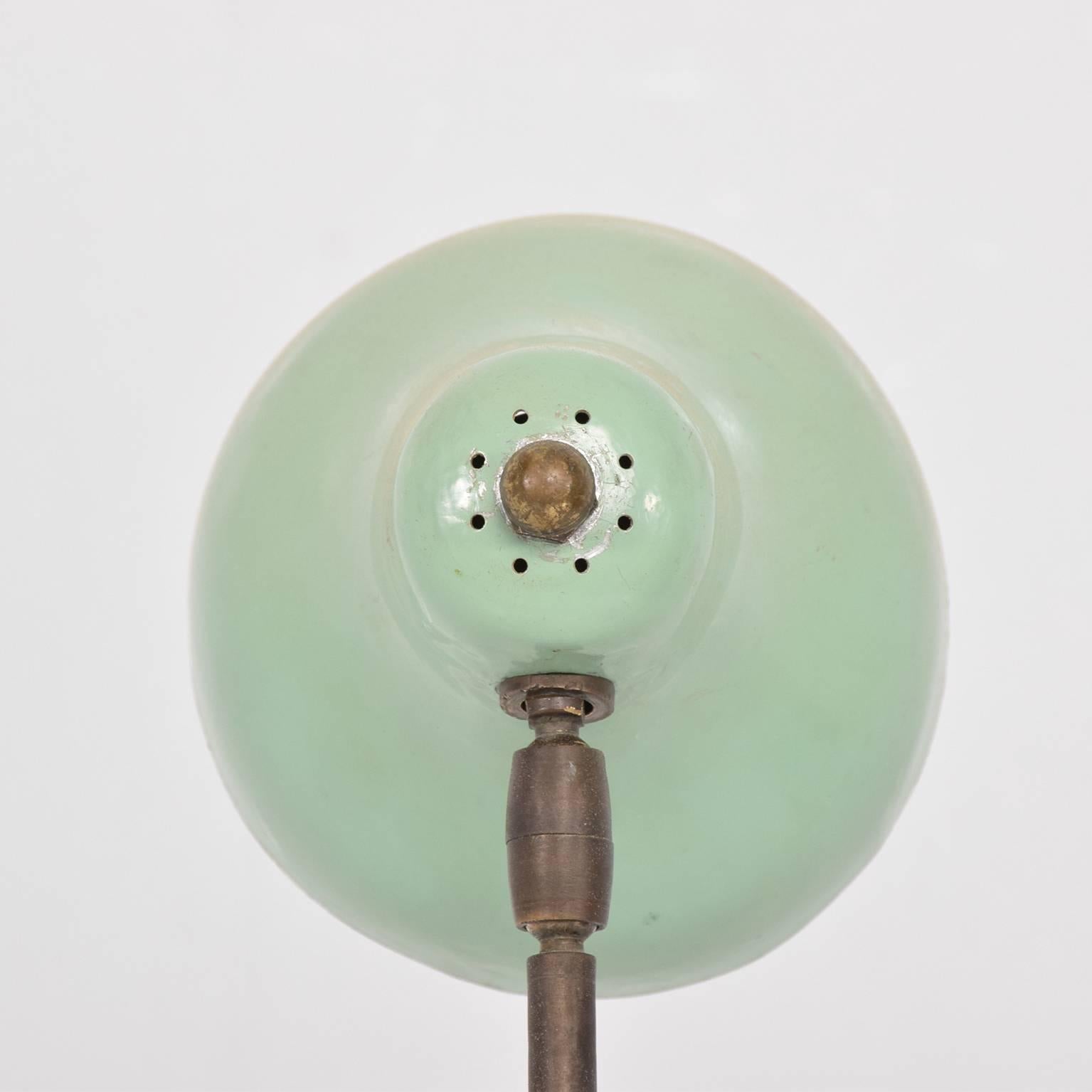 Mid-Century Modern Italian Table Lamp Wall Sconce Lime Green Color Brass Body 3