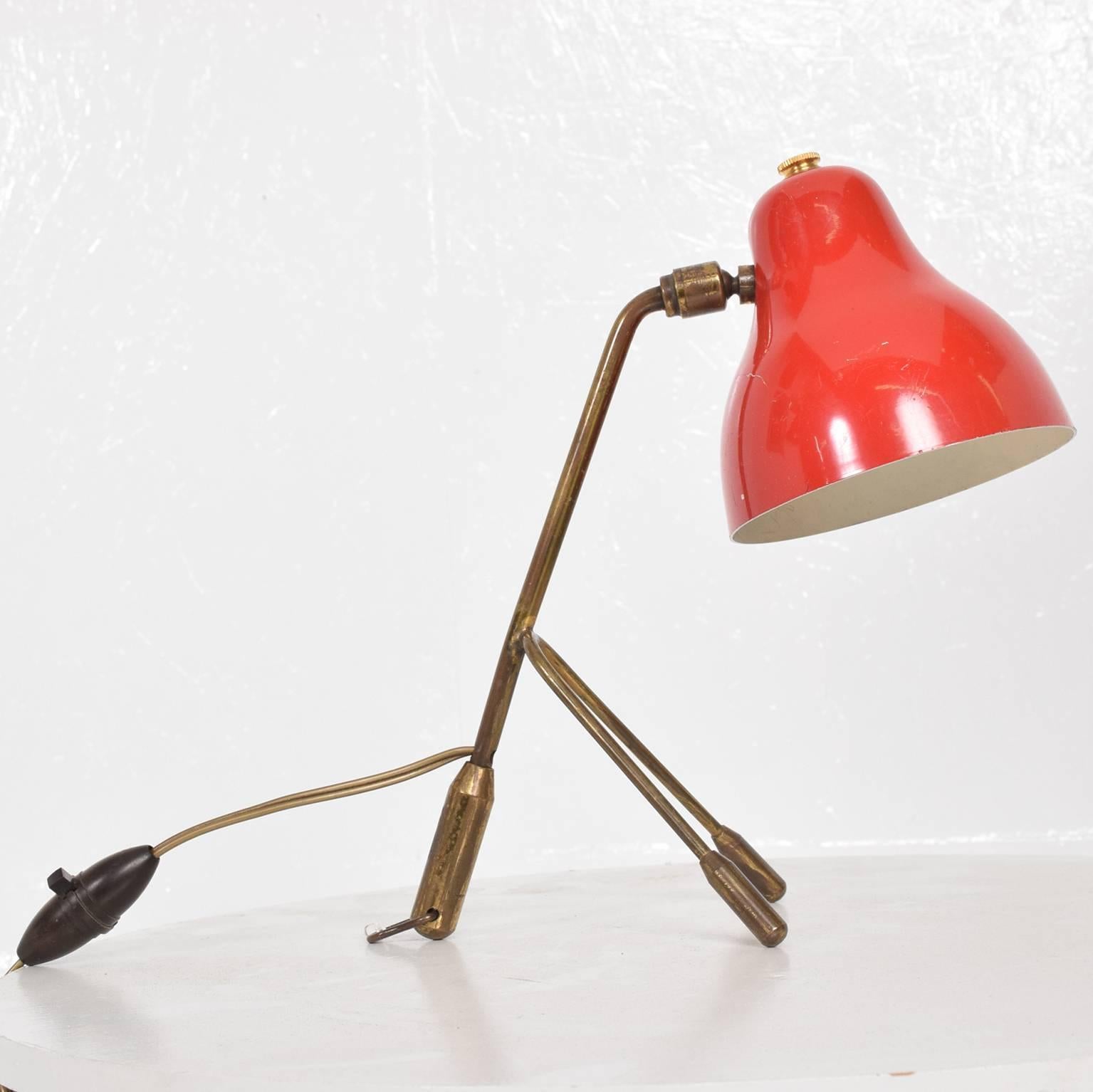Painted Midcentury Italian Modern Red Table Lamp -Wall Sconce