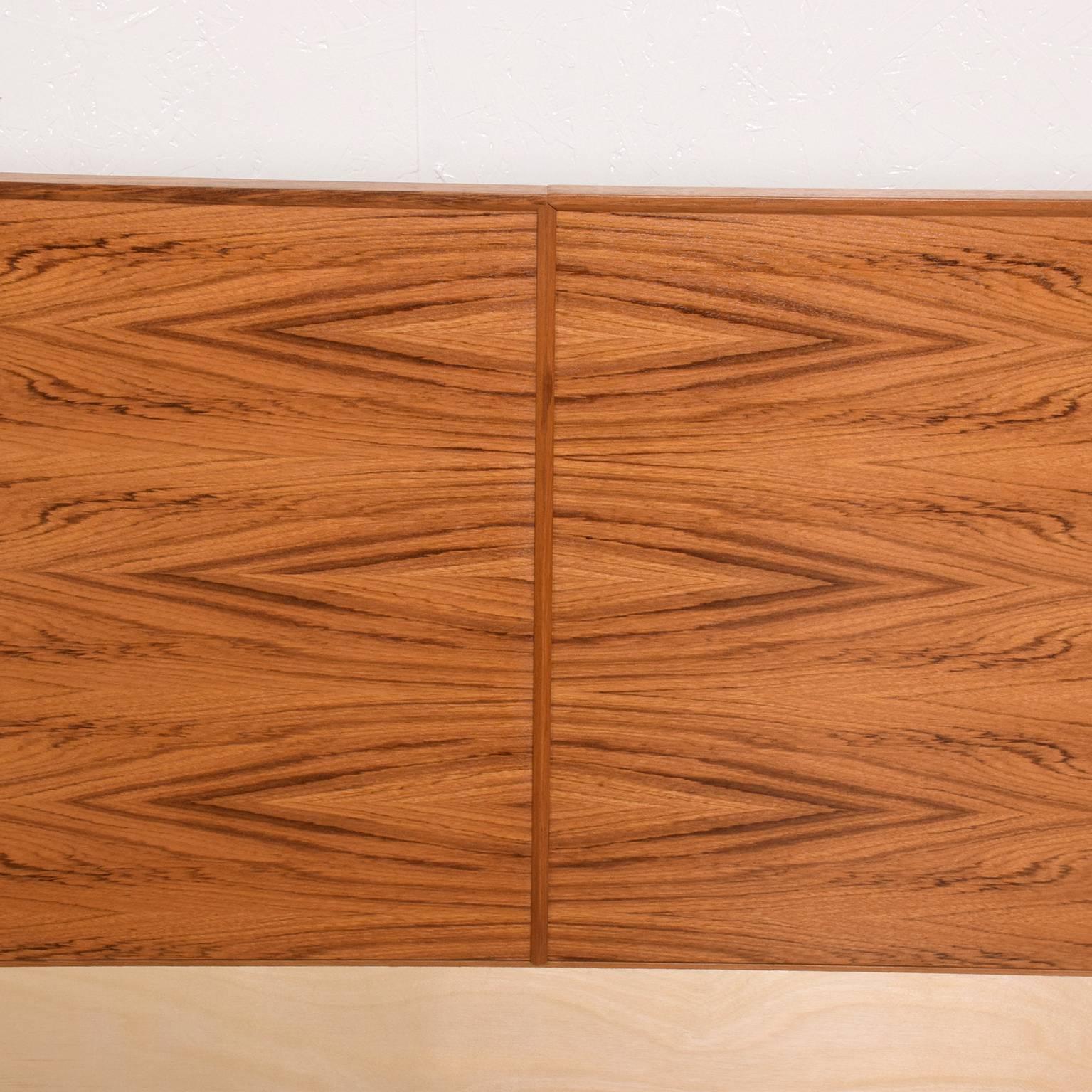 Contemporary Modern Teak King size Platform Bed with Floating Nightstands