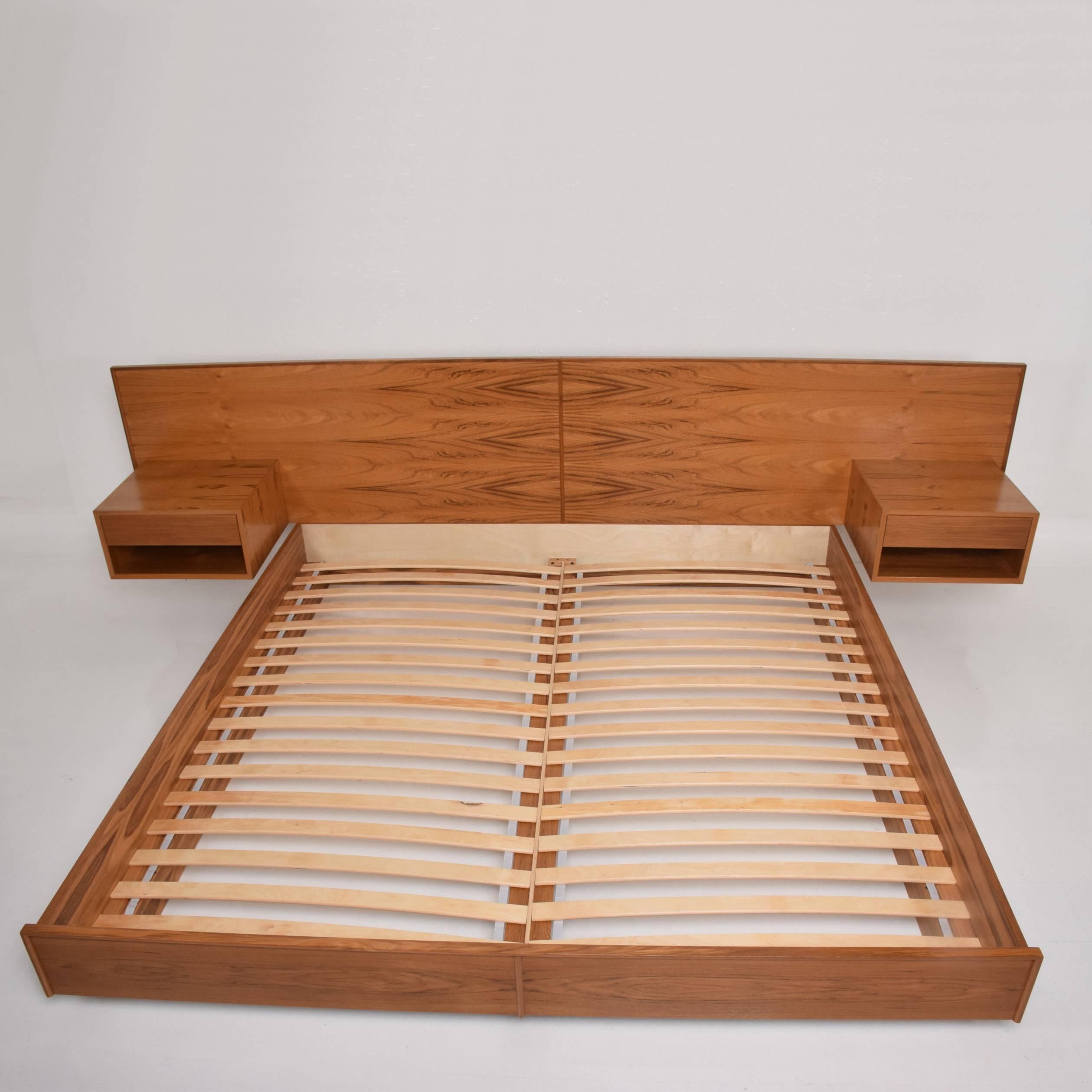 A custom platform bed. Custom built to meet your specifications. 
Available in King or Queen, Teak or Walnut wood. 

