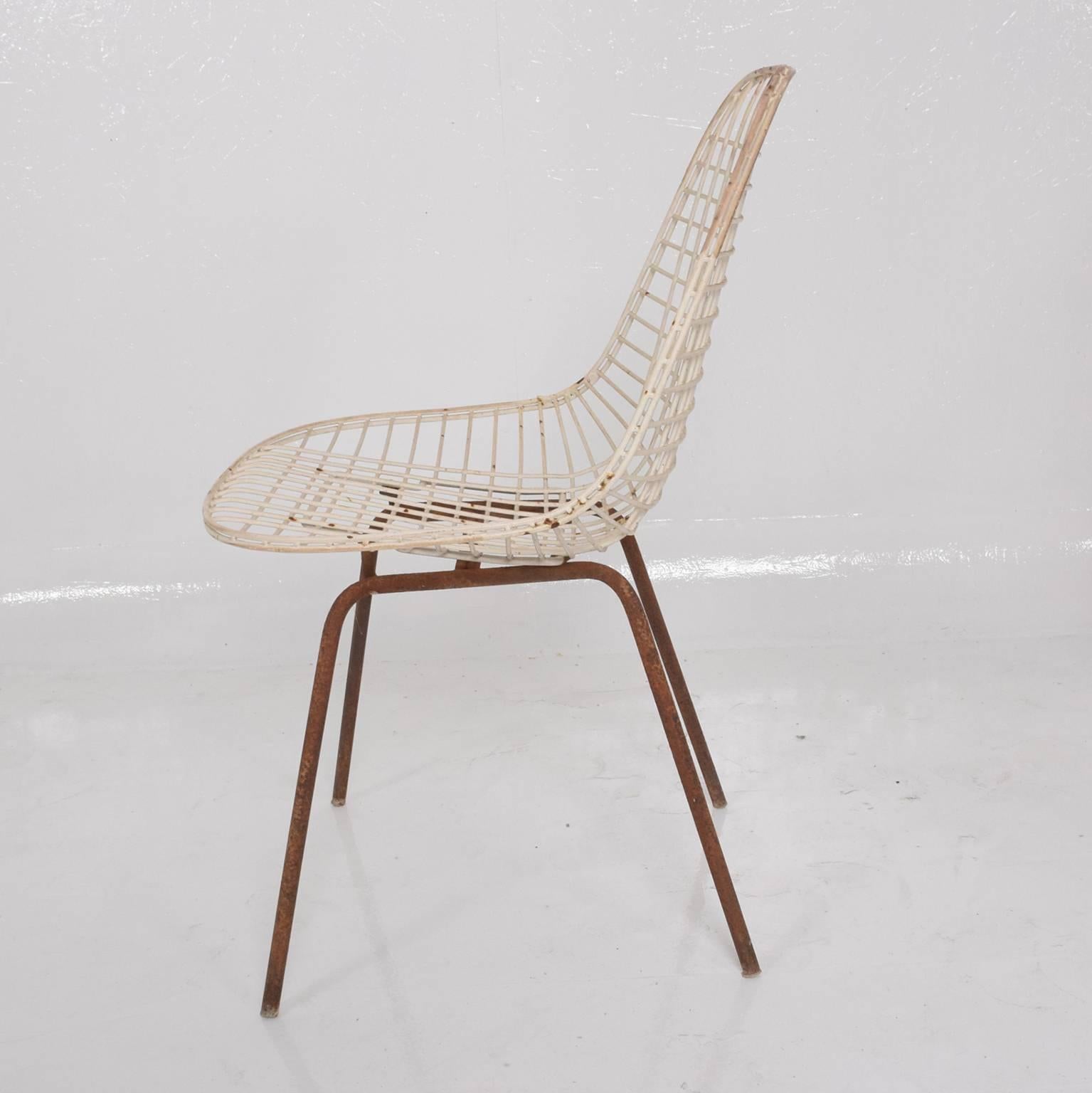 Patinated Set of Three Wire Chair DKX 5 by Ray & Charles Eames Designed in 1951