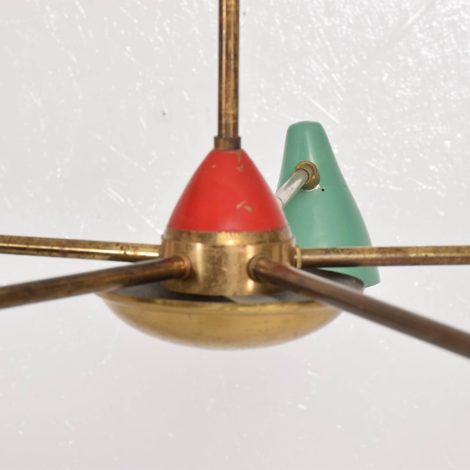 Painted Mid-Century Modern Italian Chandelier in the Style of Stilnovo with Five Arms