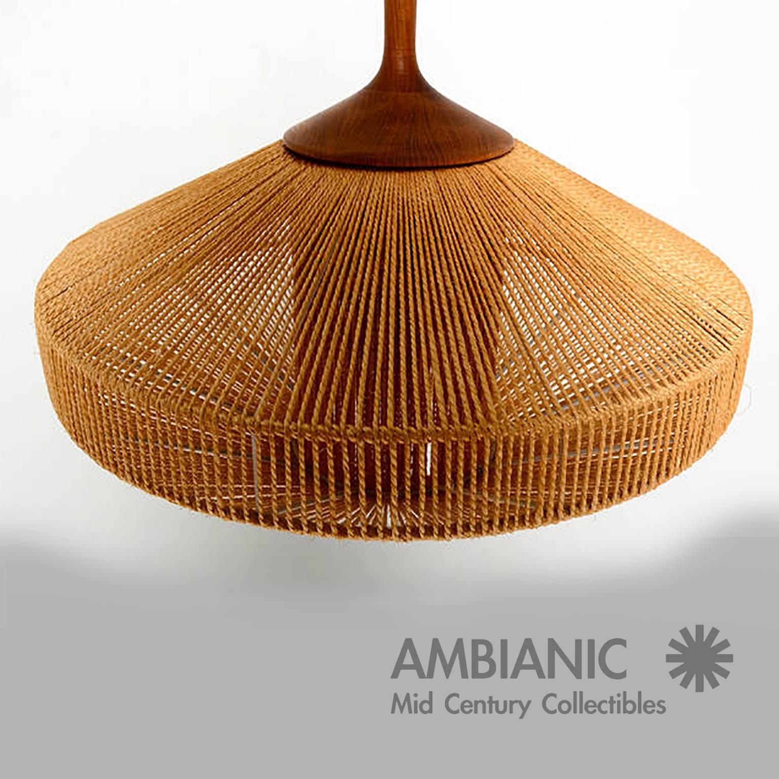 Mid-20th Century Scandinavian Light Fixture in Teak and Rope Fog & Morup