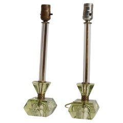 1950s Elegant Regency French Chartreuse Refined Crystal Table Lamps