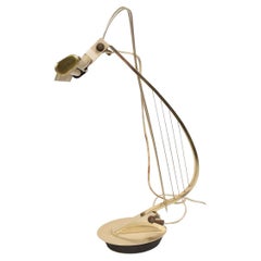 Retro 1960s Brass Harp Table Desk Task Lamp Sculptural Shape Style Lightolier