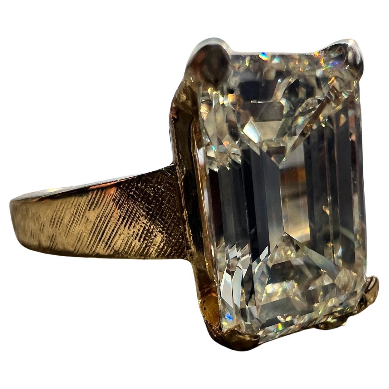 1970s Emerald Cut Diamond Engagement Ring 4.08 Carat GIA Certified