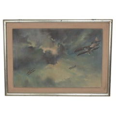 1950s Modernity Aviation Painting Vintage Airplane Art