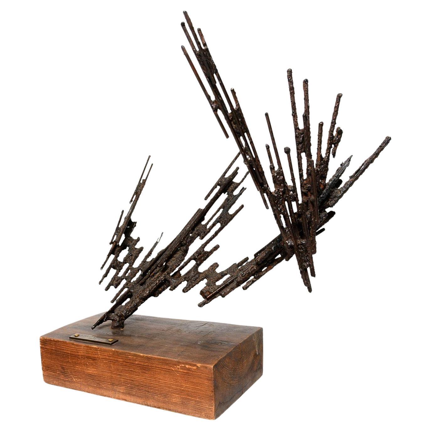Jorge Stanyo Kaminsky Mexican Modern Abstract Brutalist Iron Sculpture 1977