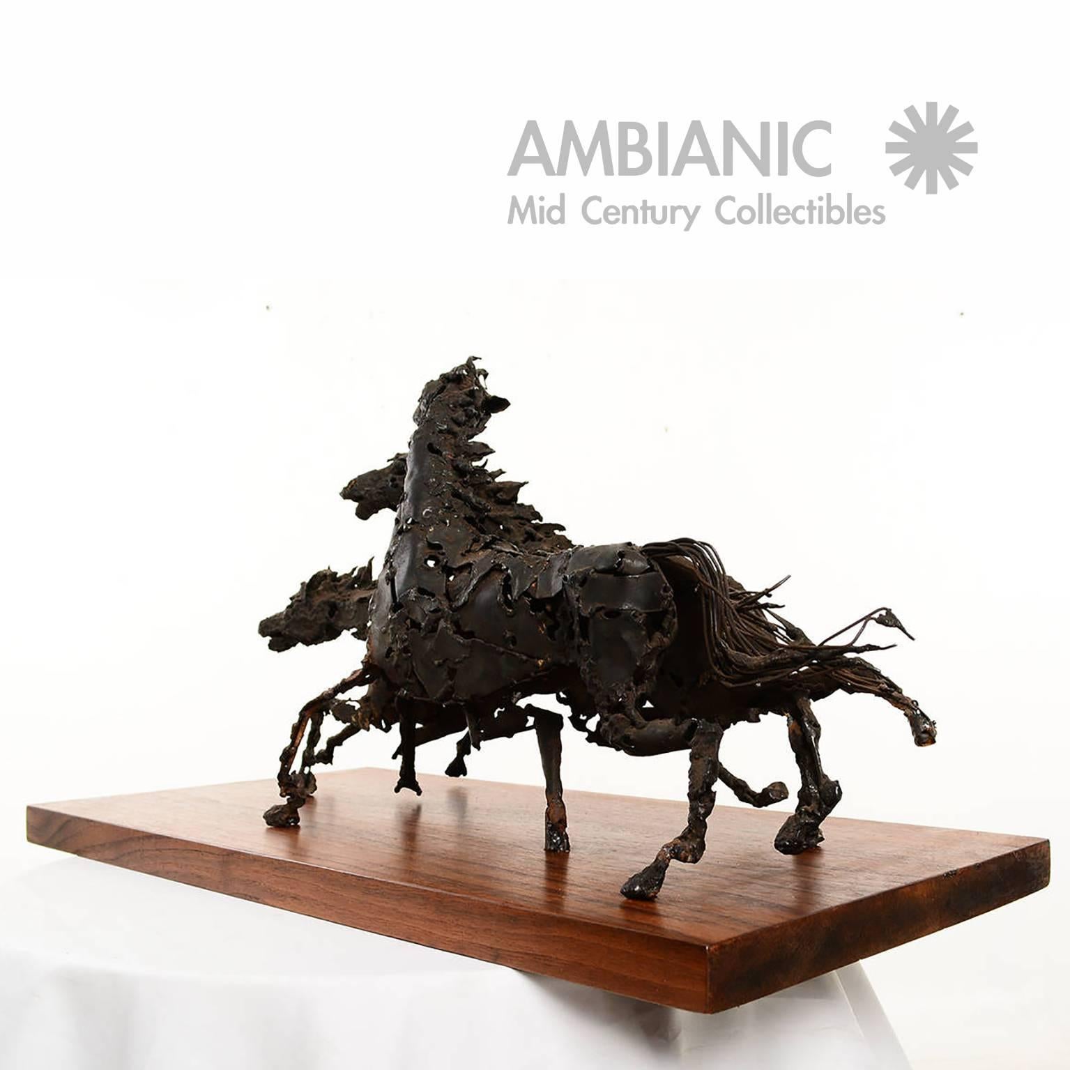 Mid-20th Century Brutalist Running Horses Sculpture