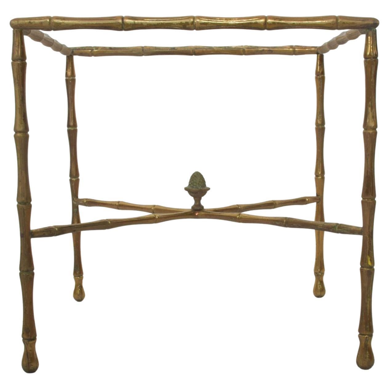 1950s Faux Bamboo Brass Square Side Table Arturo Pani For Sale