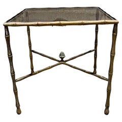 1950er Jahre Faux Bamboo Messing Quadratische Beistelltisch Arturo Pani
