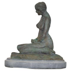 1960s Cast Bronze Sculpture Sitting Nude Female Style of Francisco Zuniga Mexico