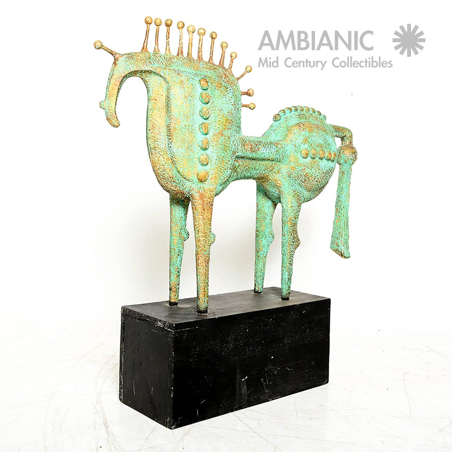 Mid-20th Century Surrealist Faux Bronze Horse Sculpture