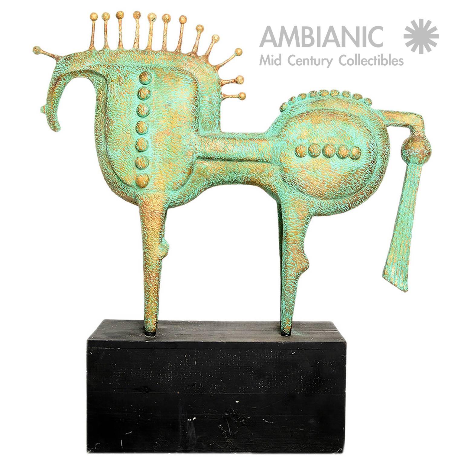 Surrealist Faux Bronze Horse Sculpture 2