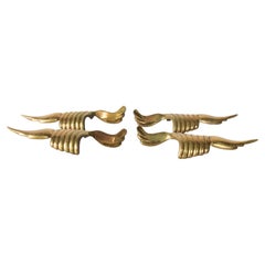 Sculptural Wings Italian Brass Door Pulls Drawer Handles ITALY 1950s