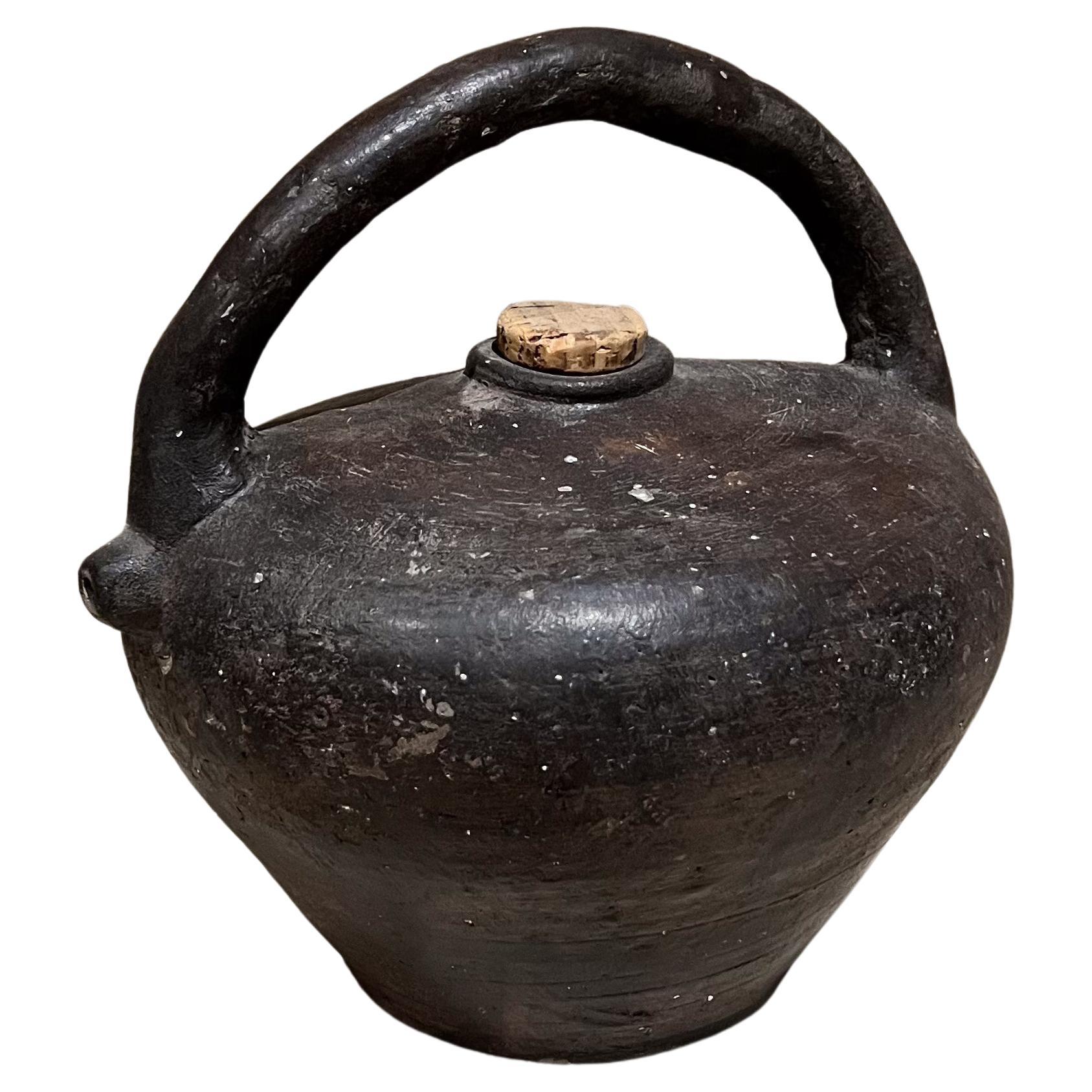19th Century French Pottery Handmade Antique Jug Vessel