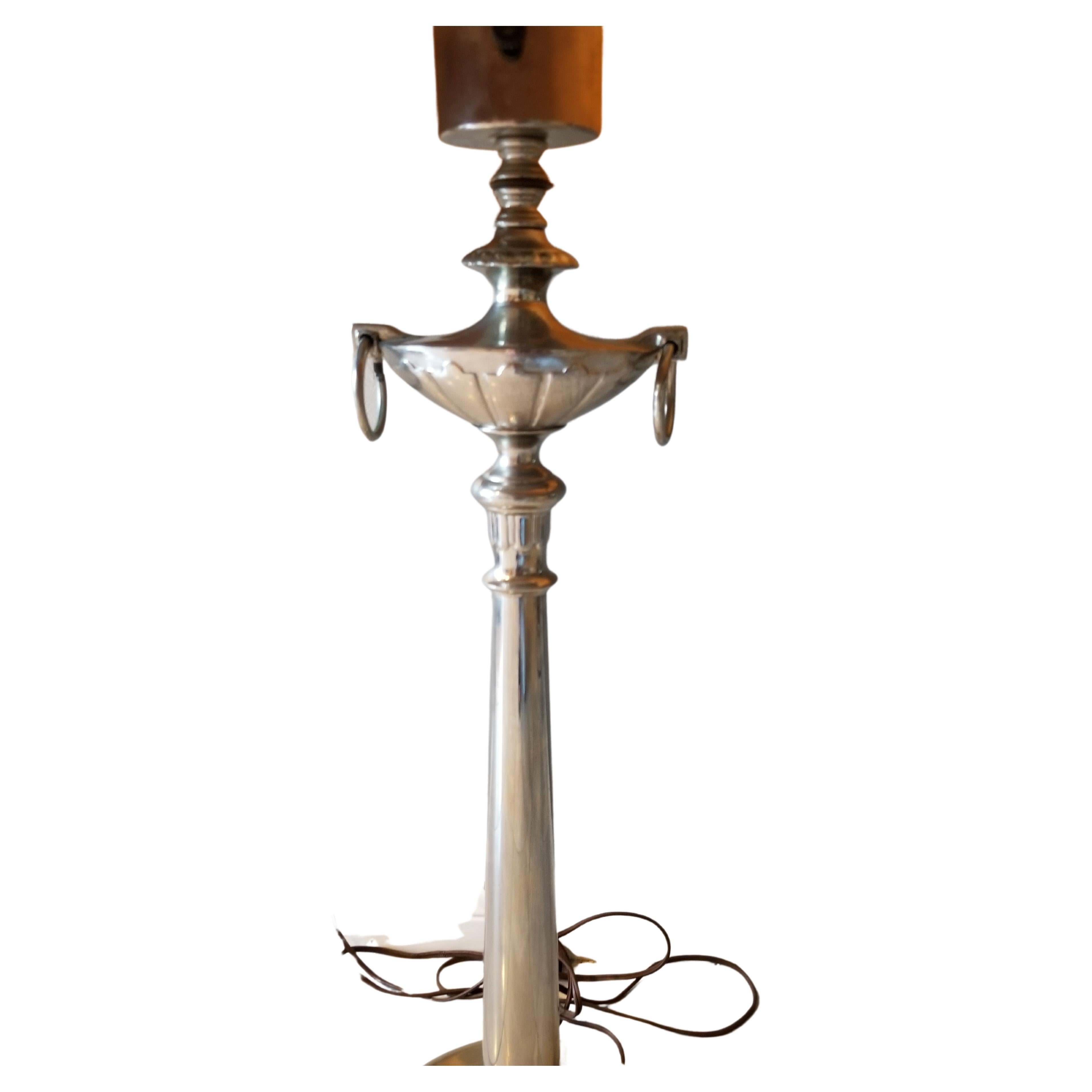 Mid-Century Modern Regency Table Lamp Silver Column Urn 1950s Stiffel Lamp Co